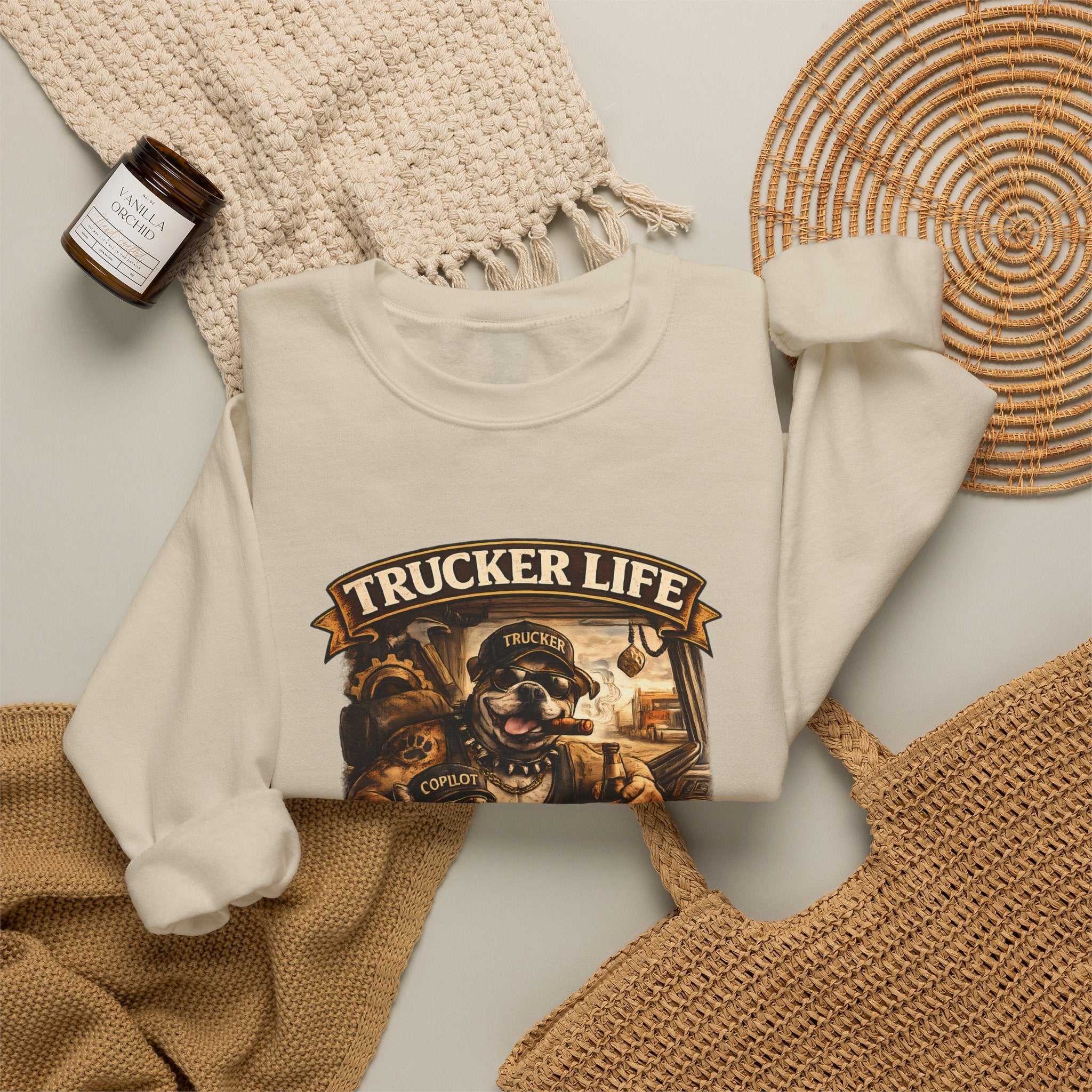 Trucker Life Crewneck Sweatshirt – "Love My Freedom" Vintage Trucker Graphic