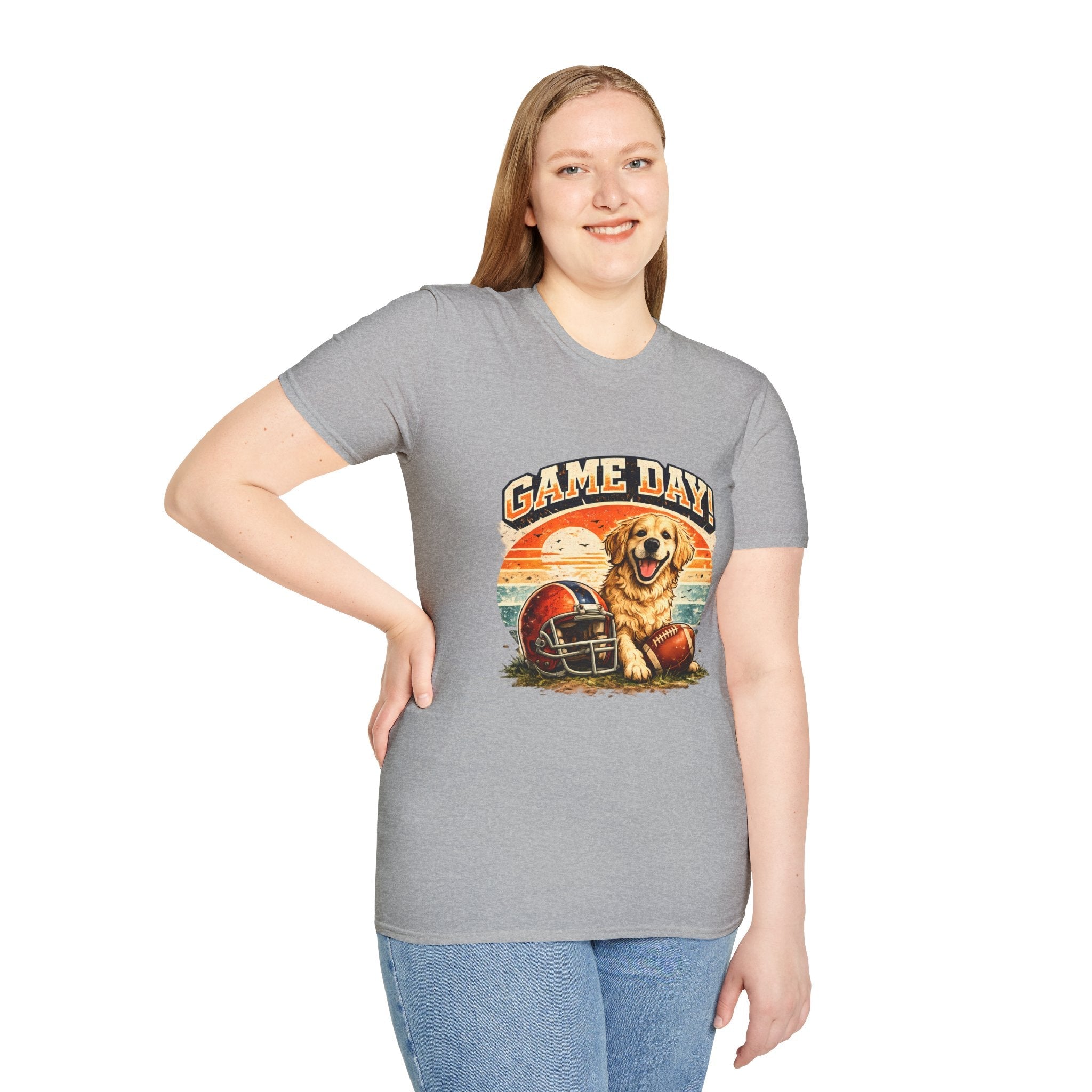 Game Day T-Shirt — Retro Golden Retriever Football Tee Printify
