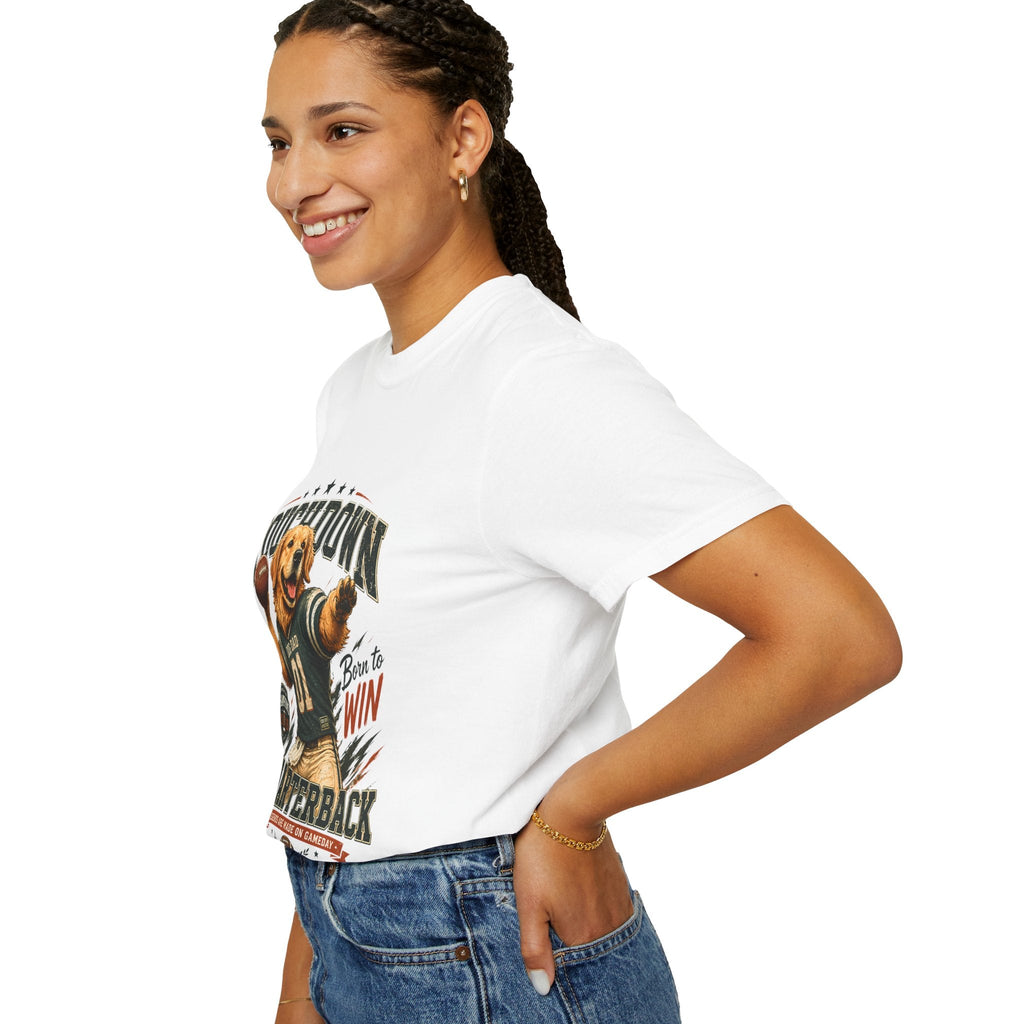 Touchdown Quarterback T-Shirt — Cute Golden Retriever Football Tee (Born to Win) Printify