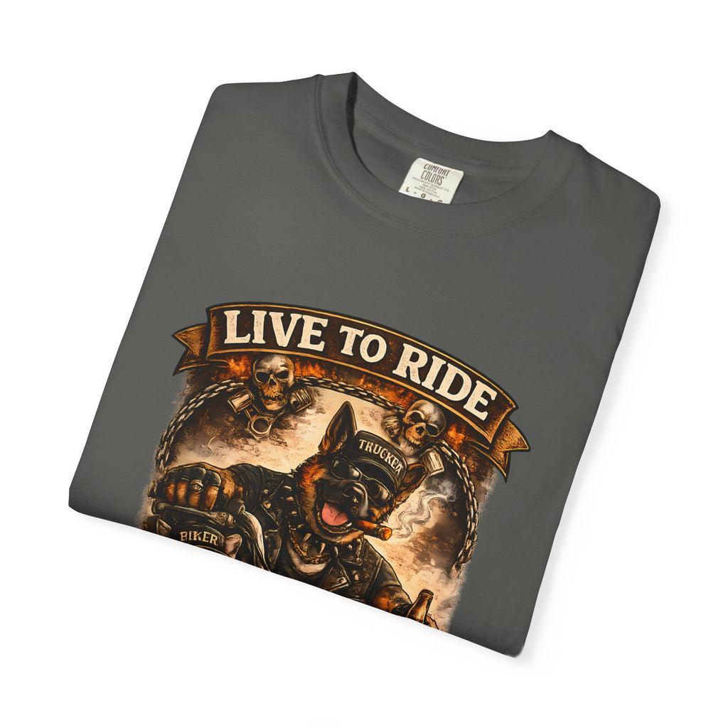 Live to Ride Biker Crew T-Shirt - Motorcycle Club Graphic Tee