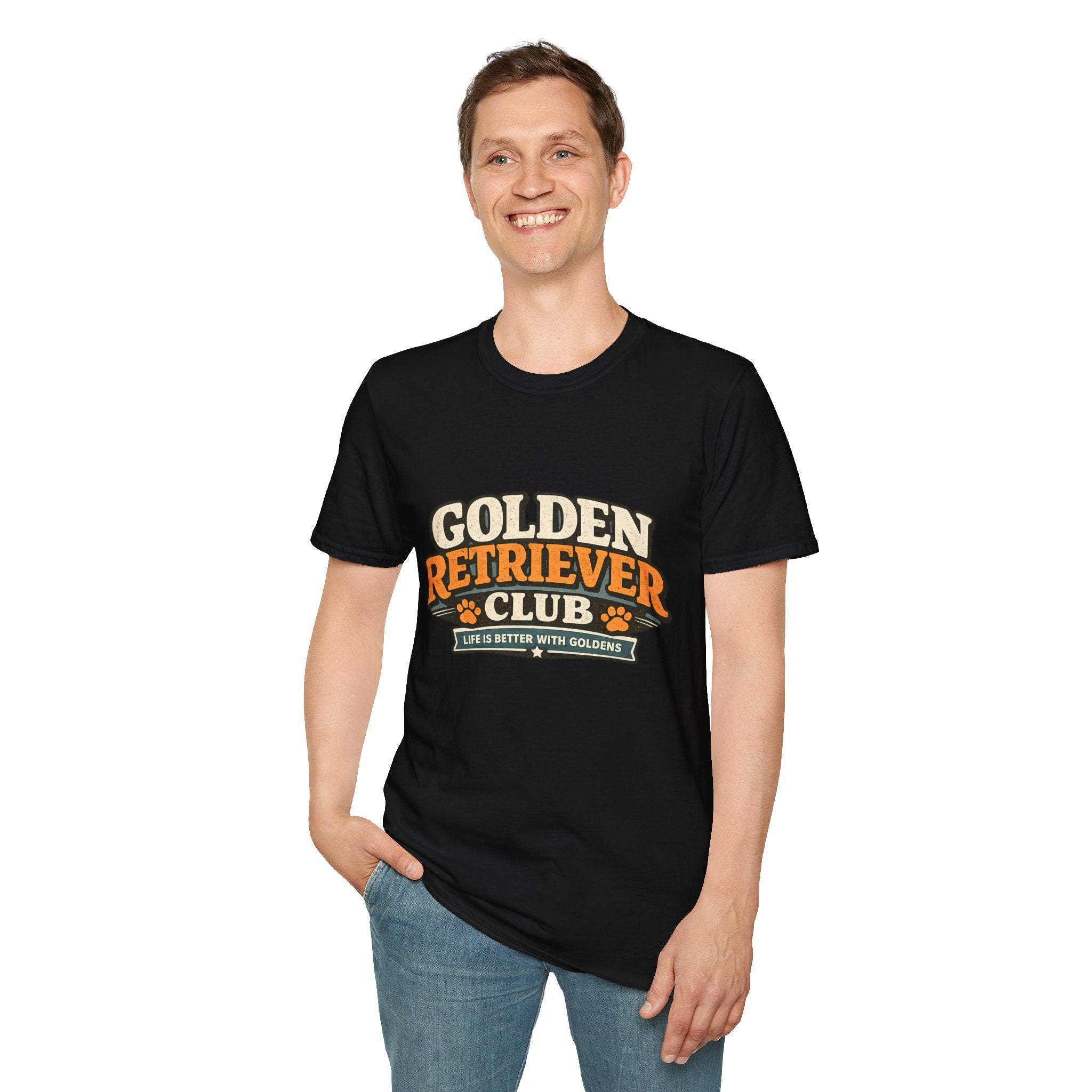Golden Retriever Club T-Shirt — Retro Paw Print Dog Lover Tee Printify