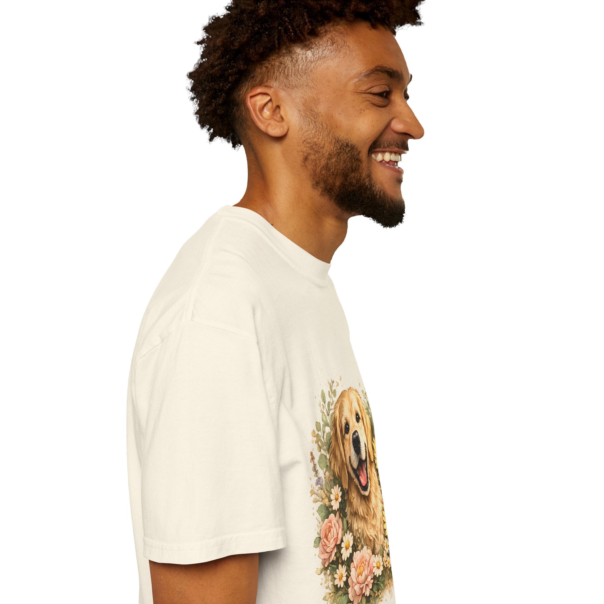 Golden Retriever Sunflower T-Shirt — Happy Dog Floral Tee Printify