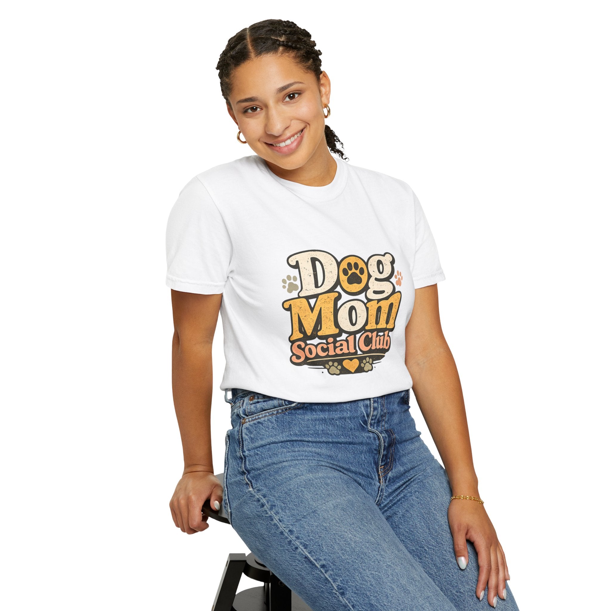 Dog Mom Social Club T-Shirt — Cute Paw Print Graphic Tee for Dog Lovers Printify