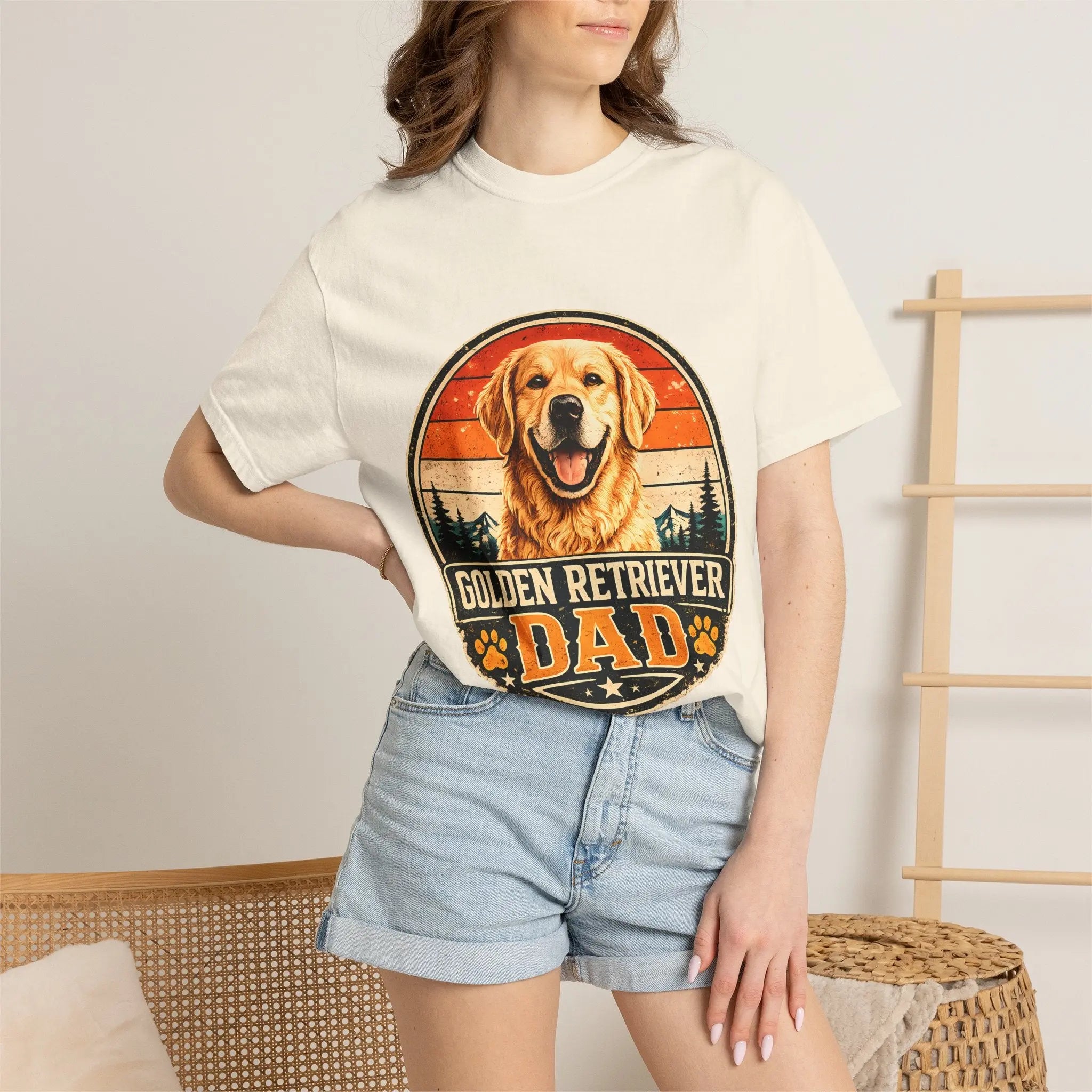 Golden Retriever Dad T-Shirt — Vintage Paw Print Dog Dad Tee
