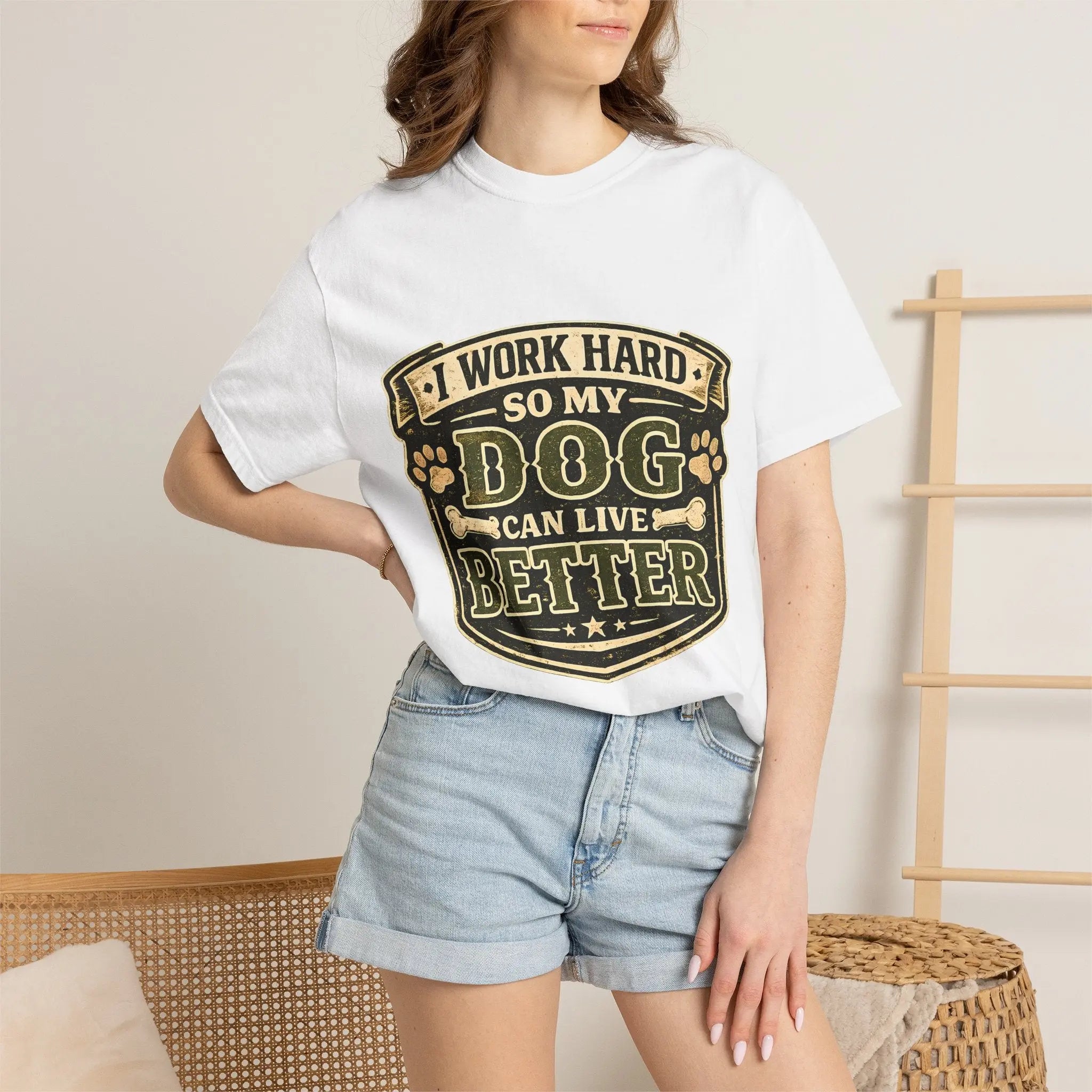 Dog Lover T-Shirt — "I Work Hard So My Dog Can Live Better" Graphic Tee