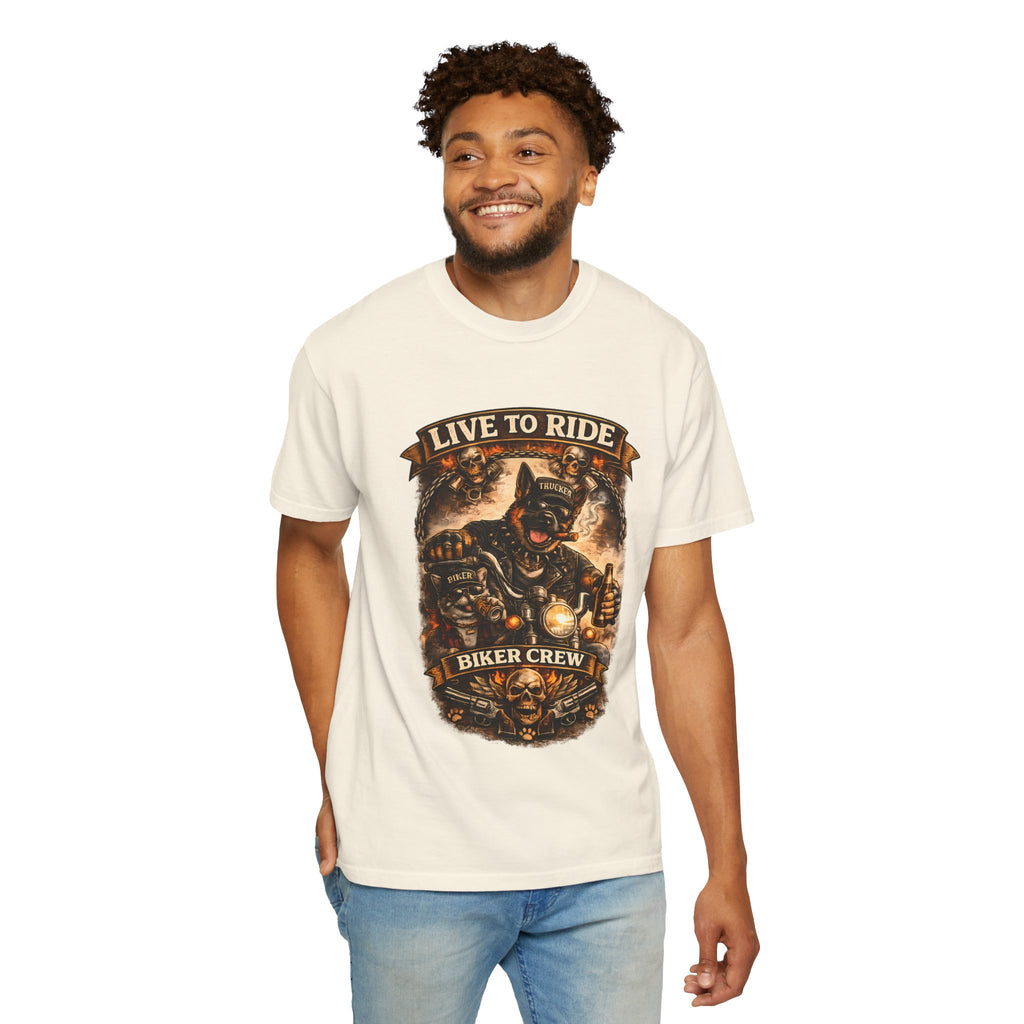 Live to Ride Biker Crew T-Shirt - Motorcycle Club Graphic Tee