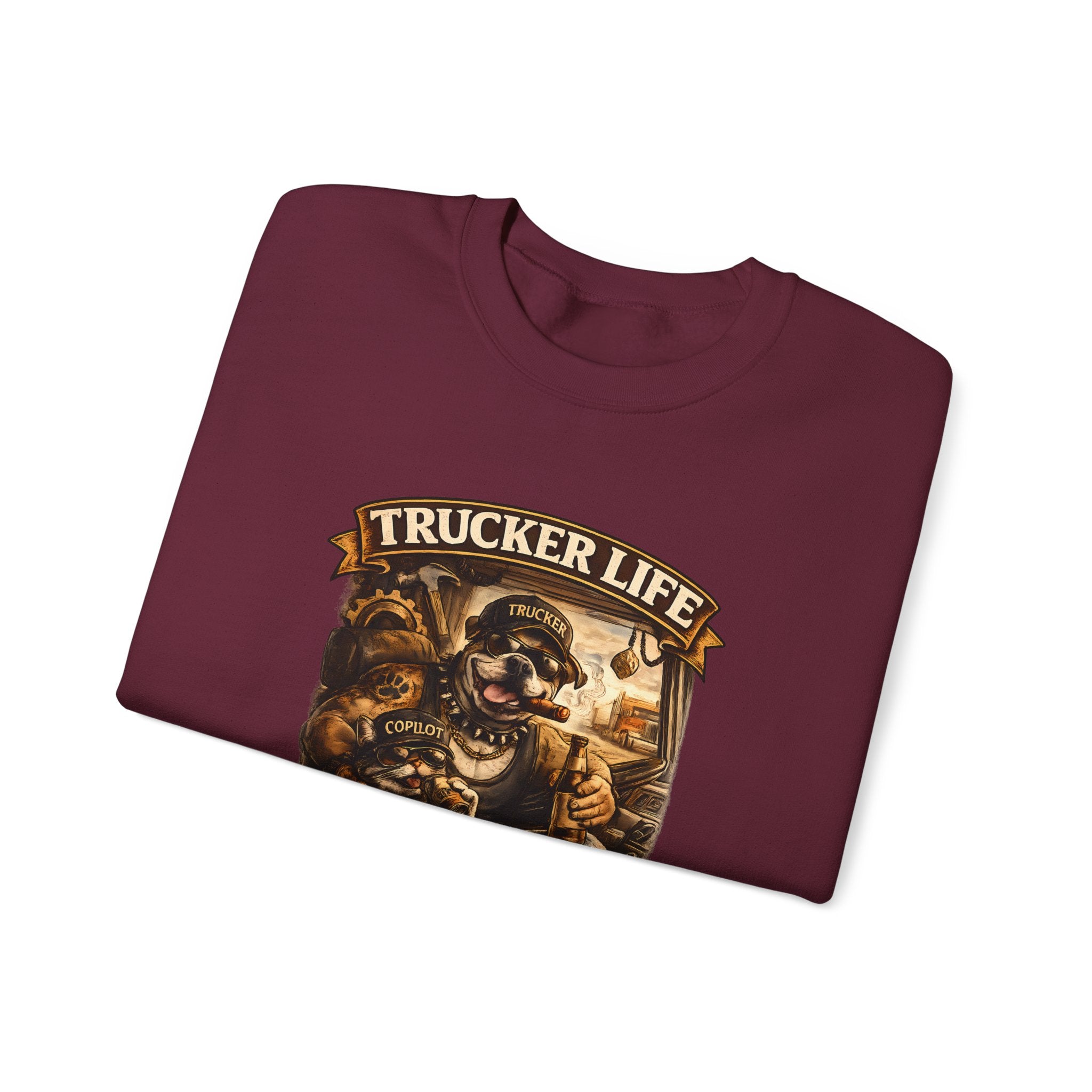 Trucker Life Crewneck Sweatshirt – "Love My Freedom" Vintage Trucker Graphic