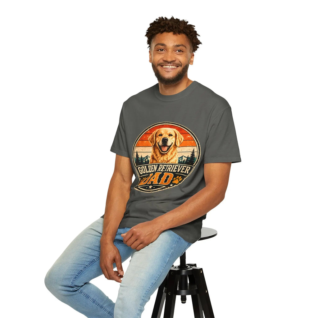Golden Retriever Dad T-Shirt — Vintage Paw Print Dog Dad Tee