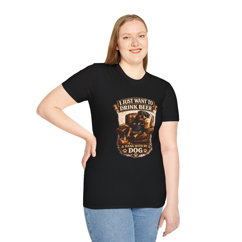 Beer & Dog T-Shirt — "I Just Want to Drink Beer & Hang With My Dog" Graphic Tee