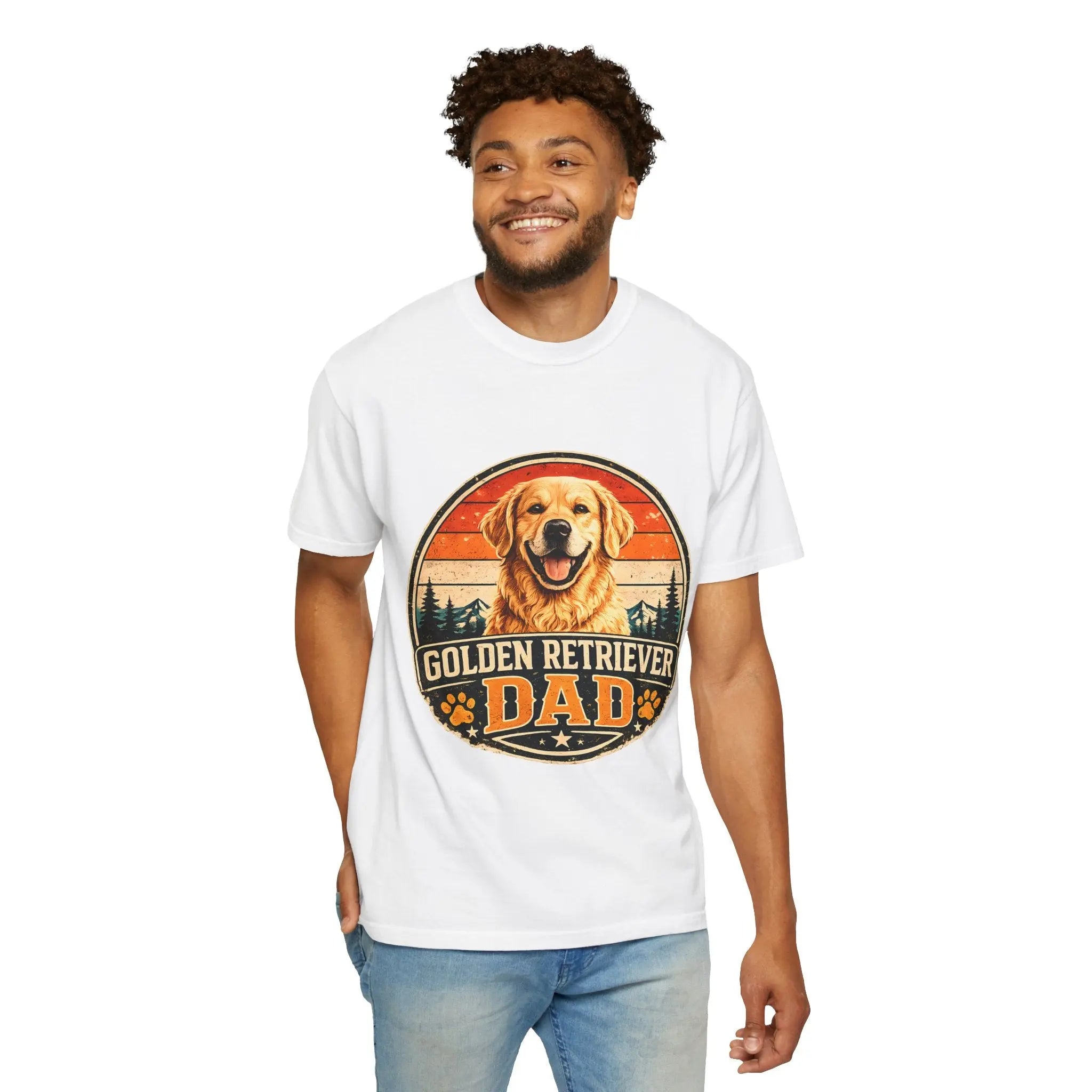 Golden Retriever Dad T-Shirt — Vintage Paw Print Dog Dad Tee