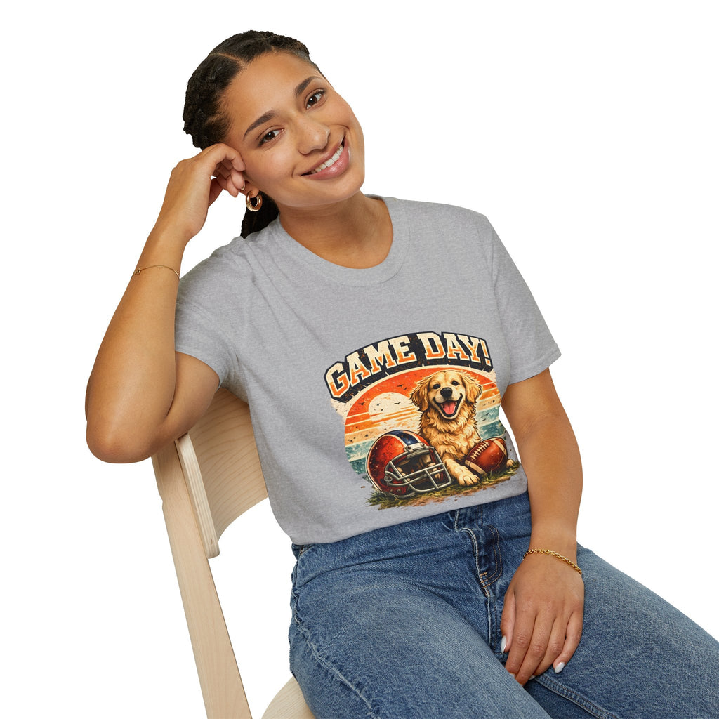 Game Day T-Shirt — Retro Golden Retriever Football Tee Printify