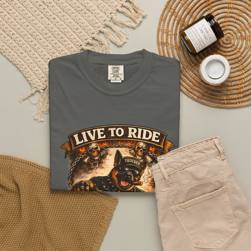 Live to Ride Biker Crew T-Shirt - Motorcycle Club Graphic Tee