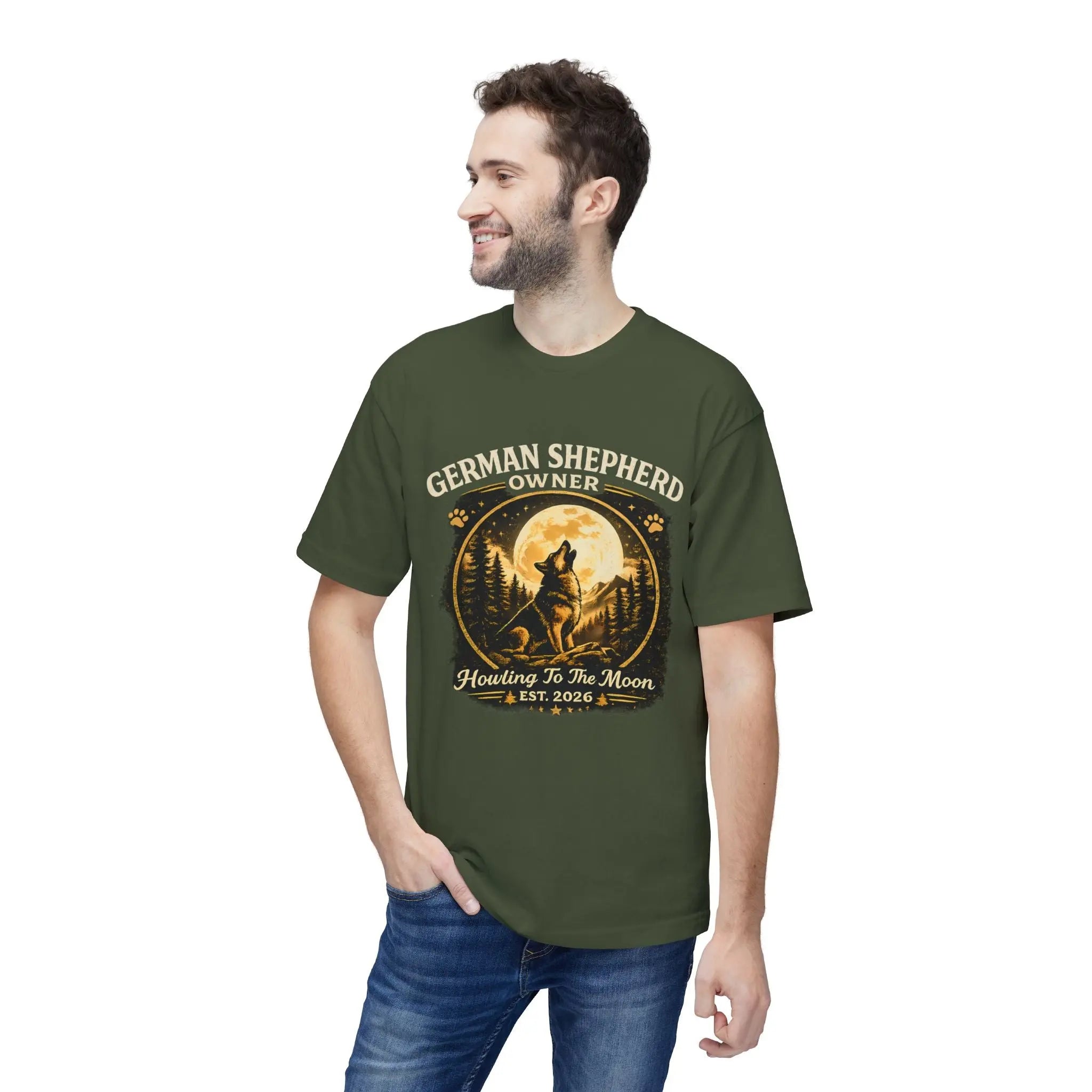 Howling to the Moon German Shepherd T-Shirt — Dog Owner Gift Printify