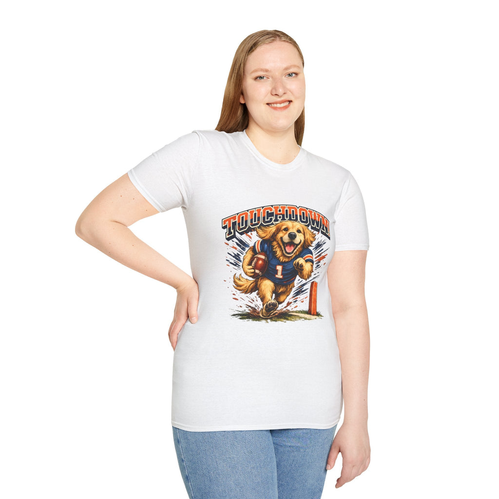 Touchdown! Golden Retriever Football T-Shirt Printify