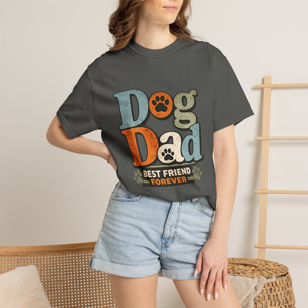 Dog Dad T-Shirt — "Best Friend Forever" Vintage Paw Print Tee Printify