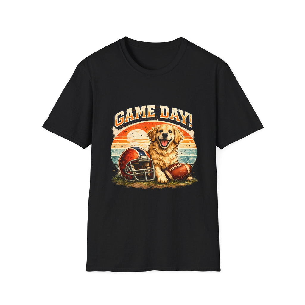 Game Day T-Shirt — Retro Golden Retriever Football Tee Printify