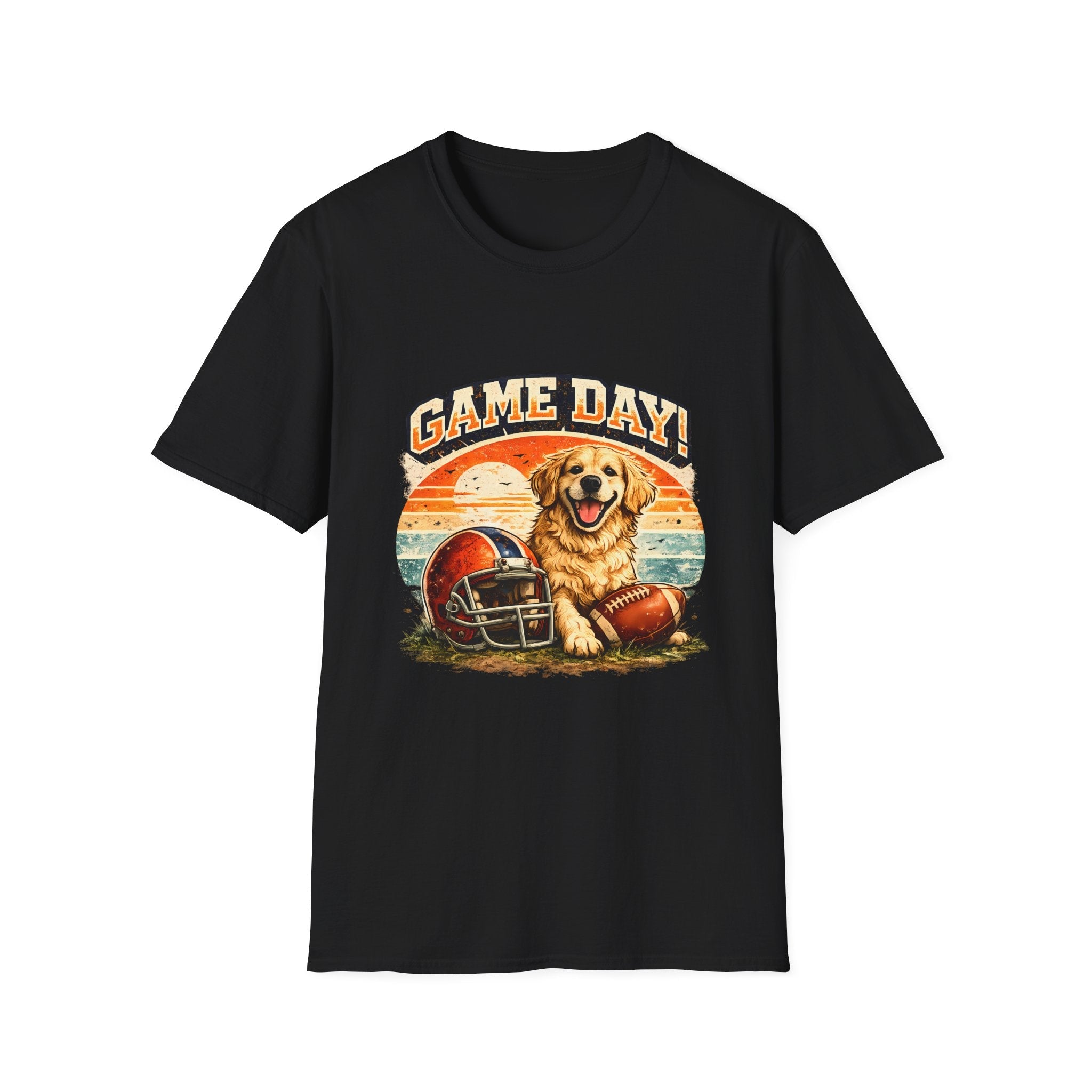 Game Day T-Shirt — Retro Golden Retriever Football Tee Printify