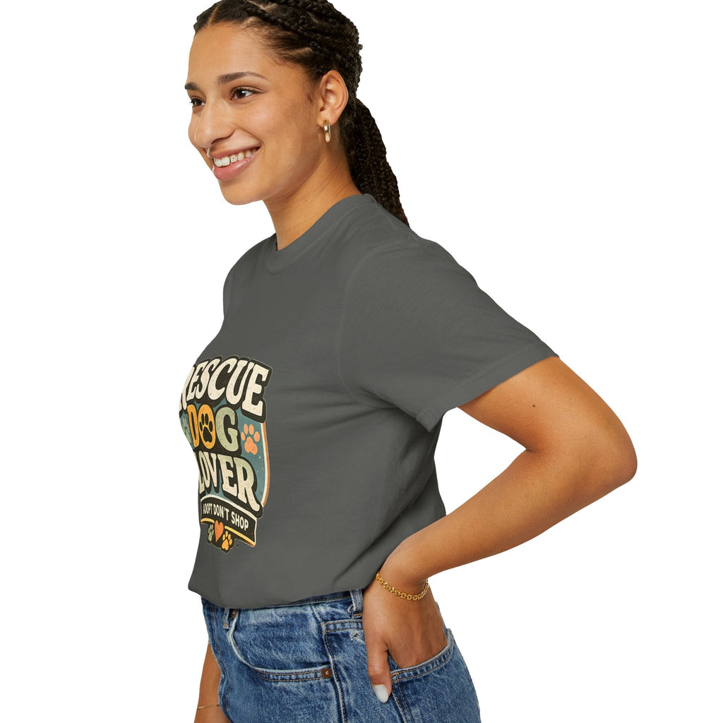 Rescue Dog Lover T-Shirt — "Adopt Don't Shop" Paw Print Tee Printify
