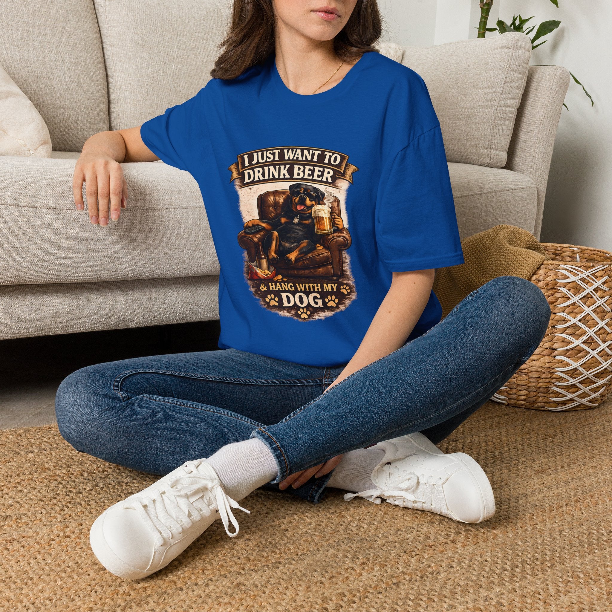 Beer & Dog T-Shirt — "I Just Want to Drink Beer & Hang With My Dog" Graphic Tee