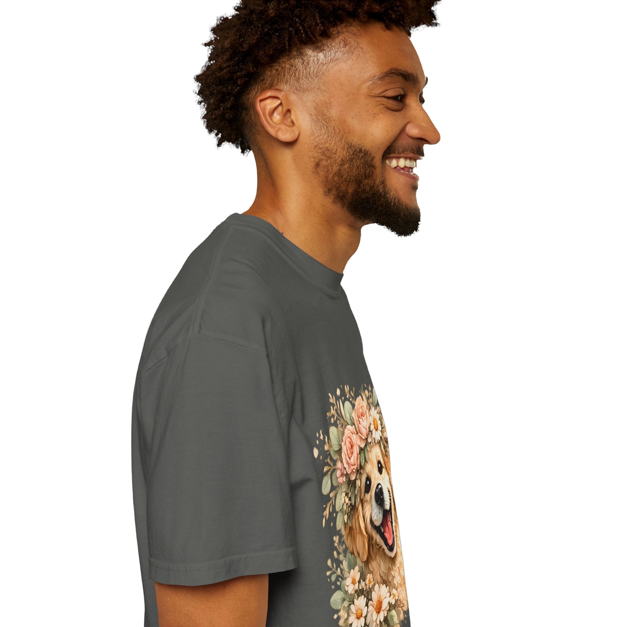 Golden Retriever Floral Crown T-Shirt — Cute Dog Tee for Pet Lovers Printify