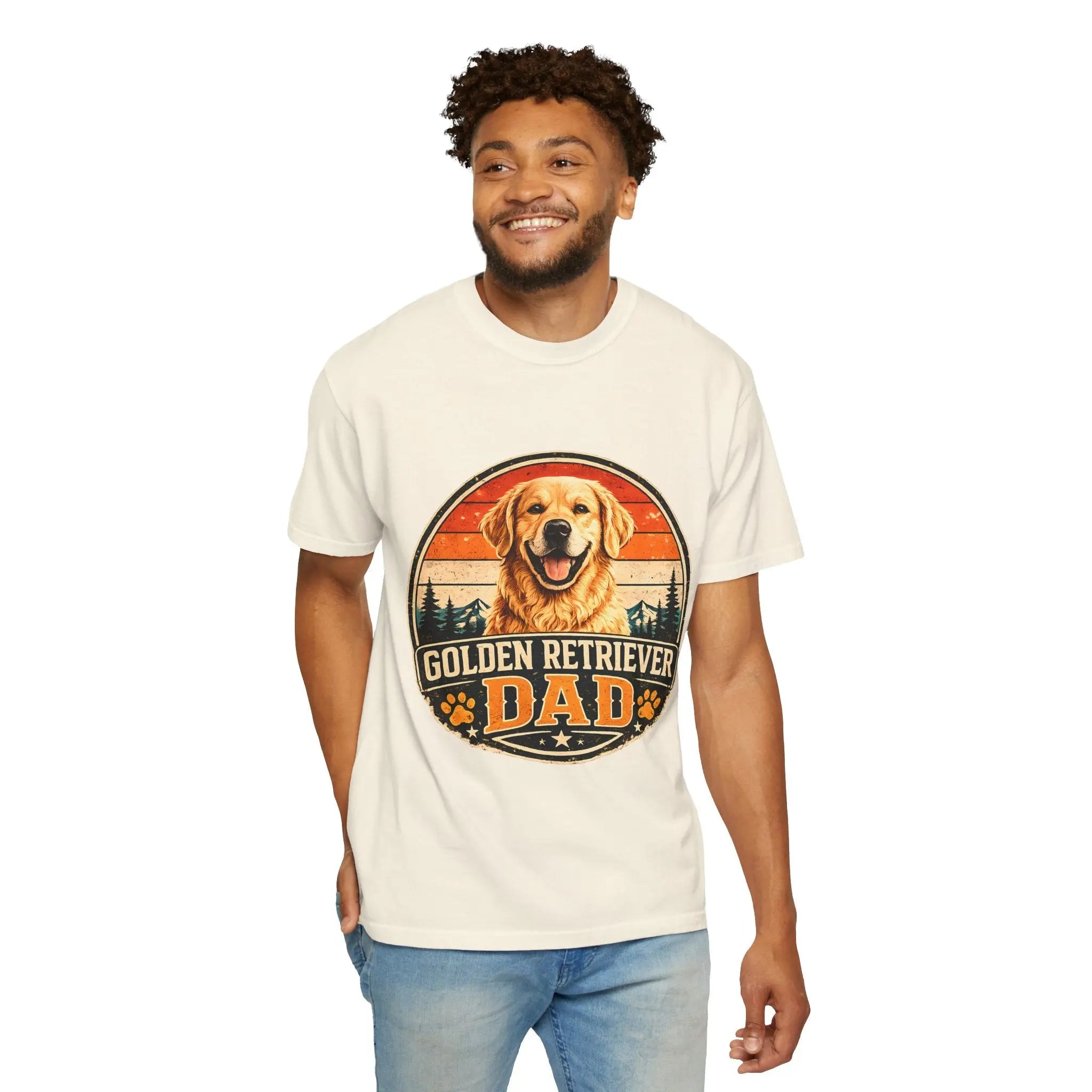 Golden Retriever Dad T-Shirt — Vintage Paw Print Dog Dad Tee