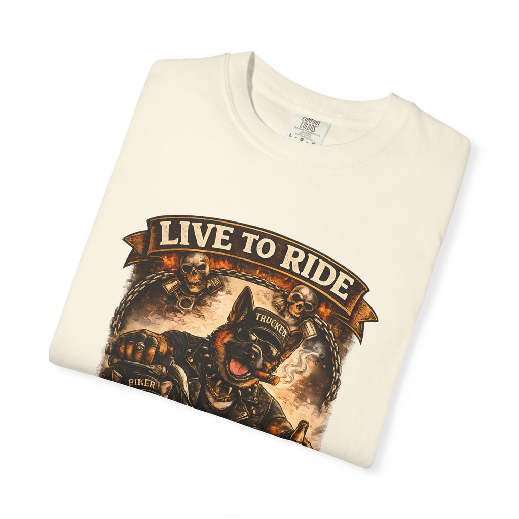 Live to Ride Biker Crew T-Shirt - Motorcycle Club Graphic Tee