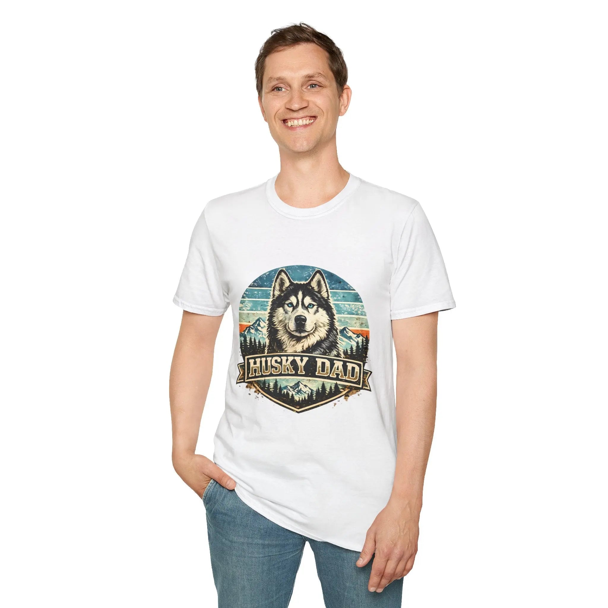 Husky Dad T-Shirt — Retro Siberian Husky Graphic Tee for Dog Lovers