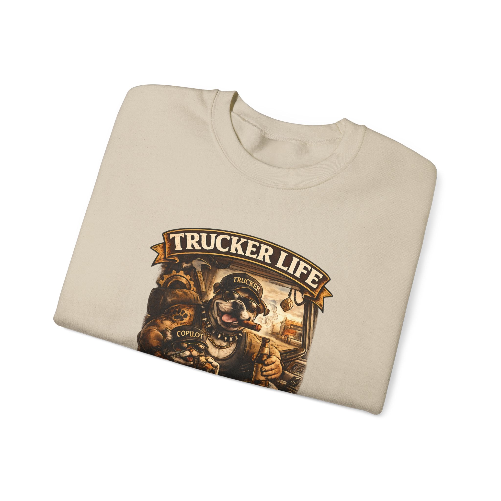 Trucker Life Crewneck Sweatshirt – "Love My Freedom" Vintage Trucker Graphic