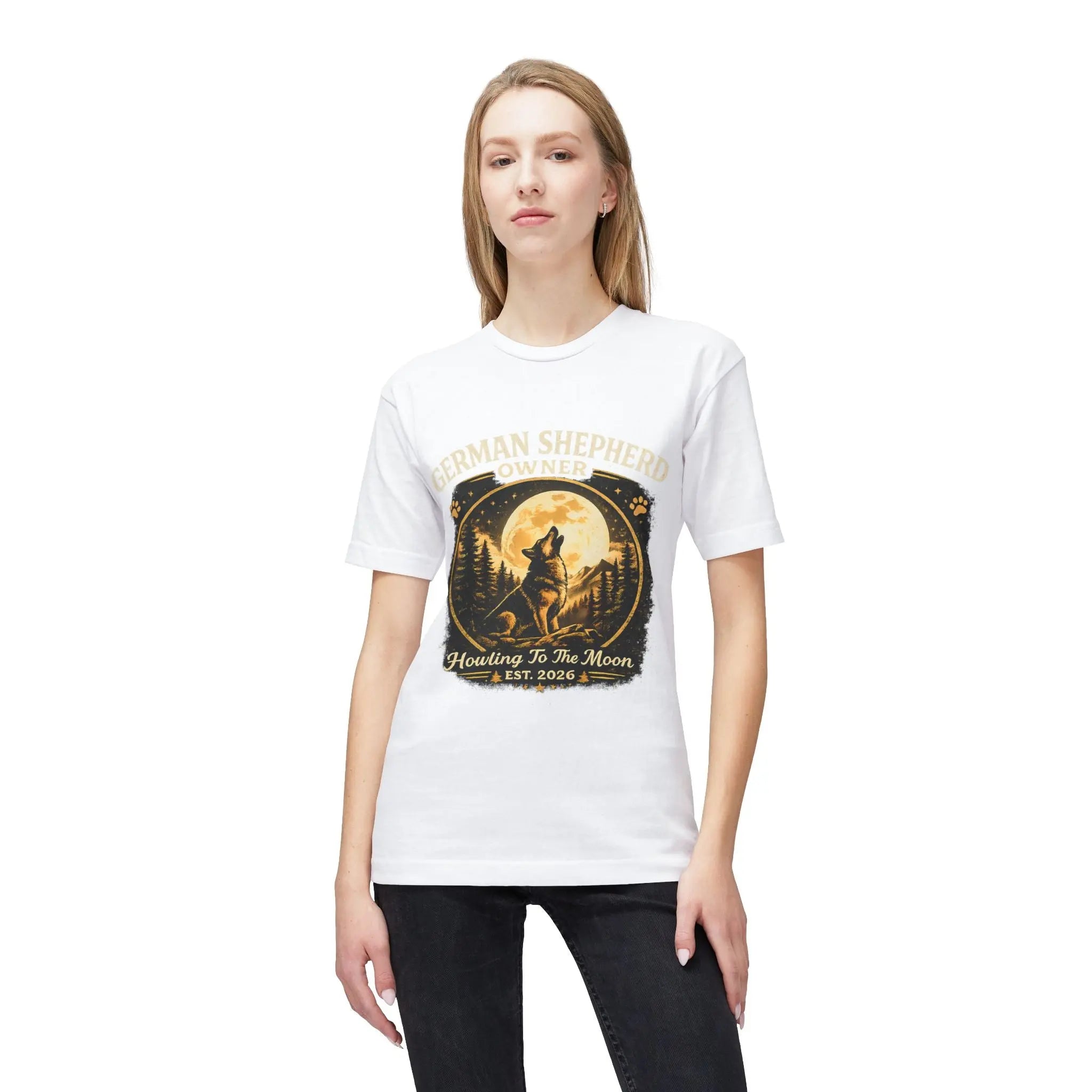 Howling to the Moon German Shepherd T-Shirt — Dog Owner Gift Printify