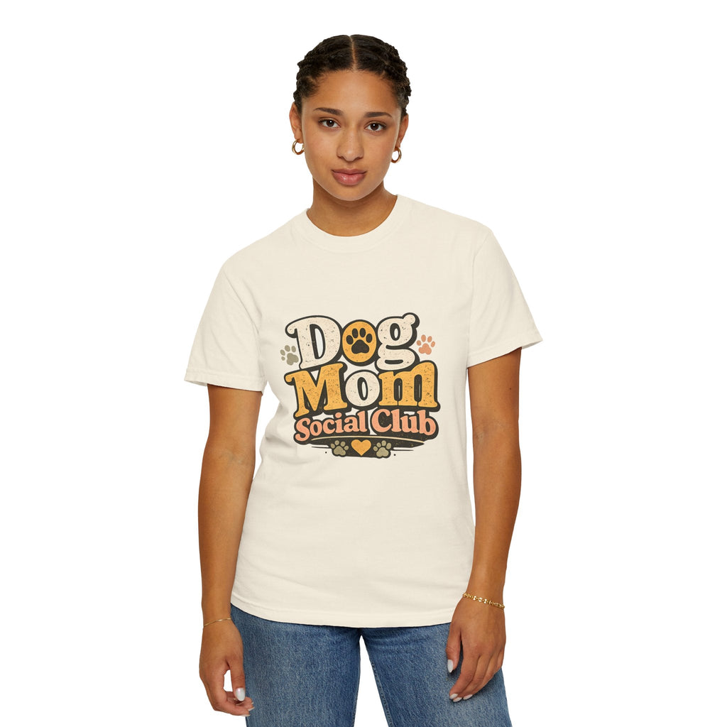 Dog Mom Social Club T-Shirt — Cute Paw Print Graphic Tee for Dog Lovers Printify