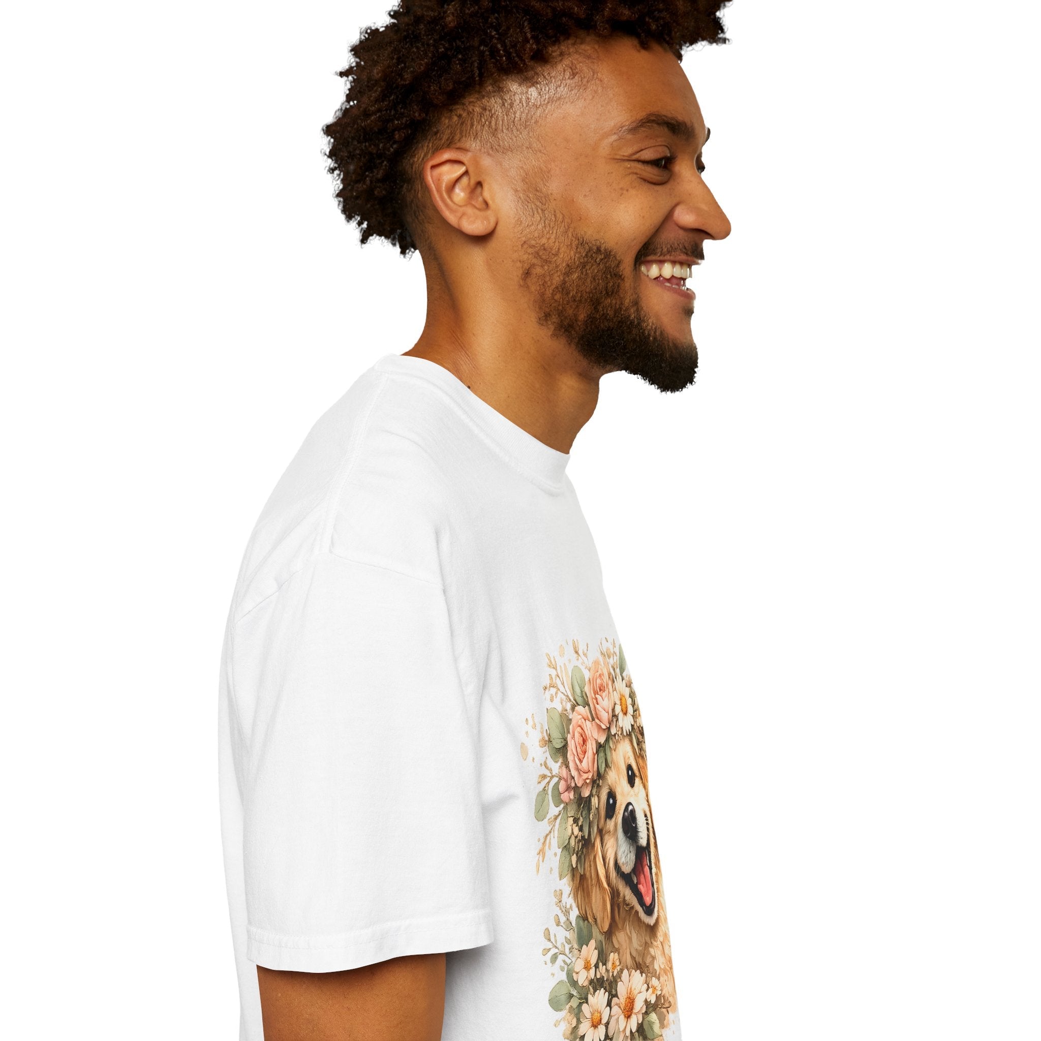 Golden Retriever Floral Crown T-Shirt — Cute Dog Tee for Pet Lovers Printify