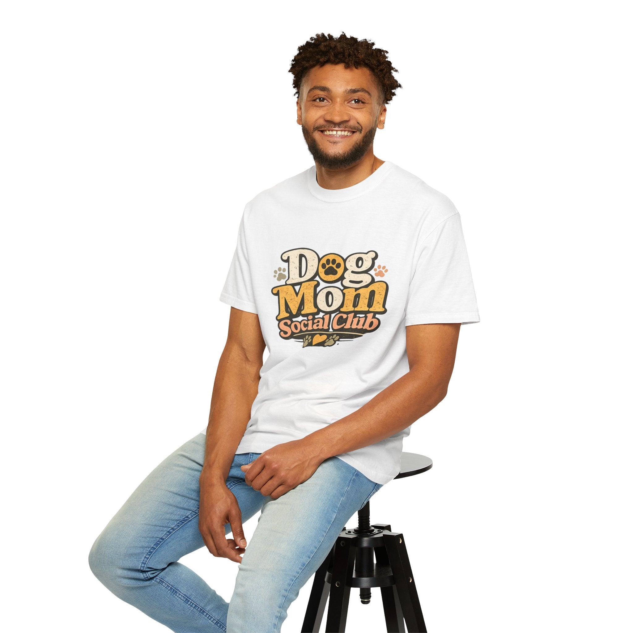 Dog Mom Social Club T-Shirt — Cute Paw Print Graphic Tee for Dog Lovers Printify