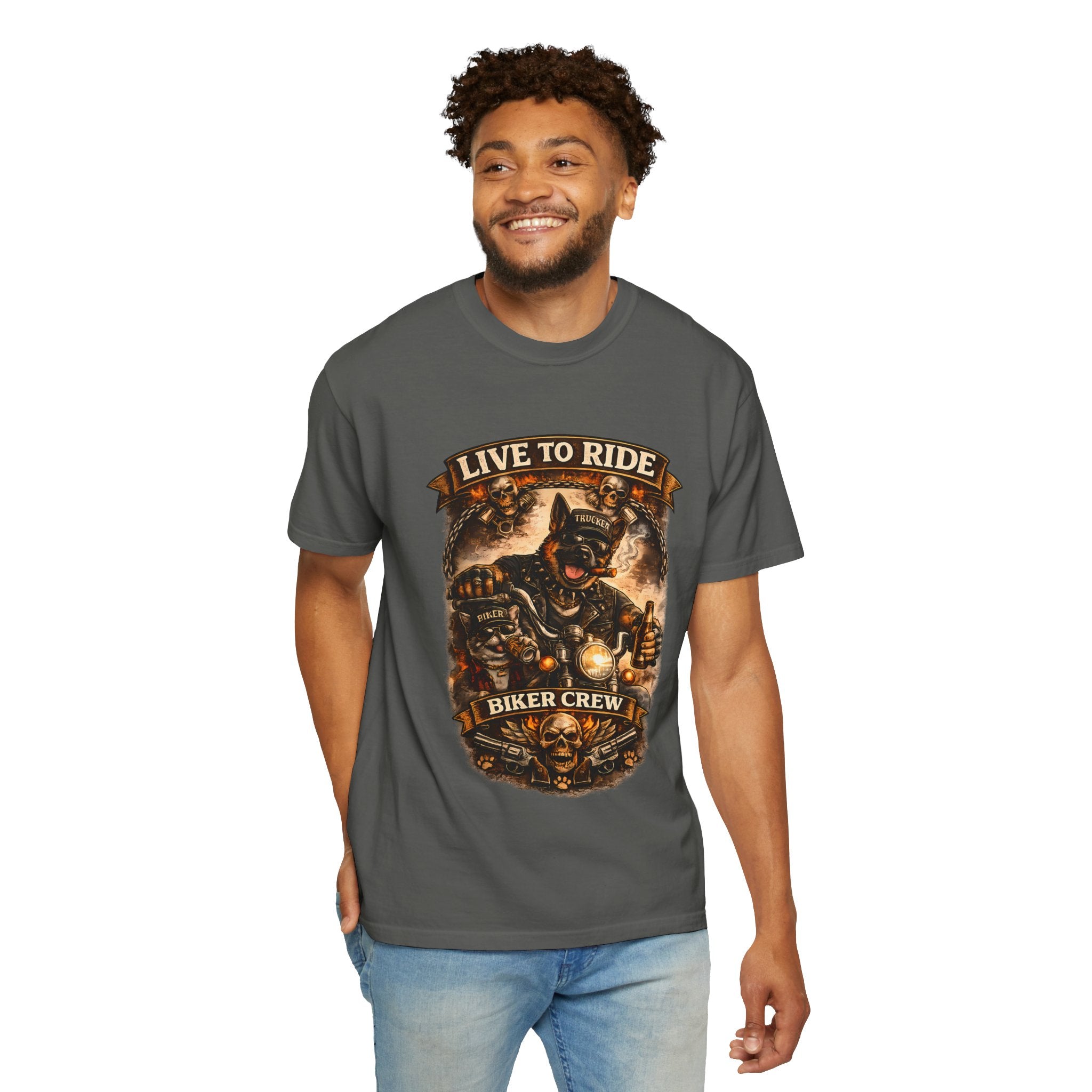 Live to Ride Biker Crew T-Shirt - Motorcycle Club Graphic Tee