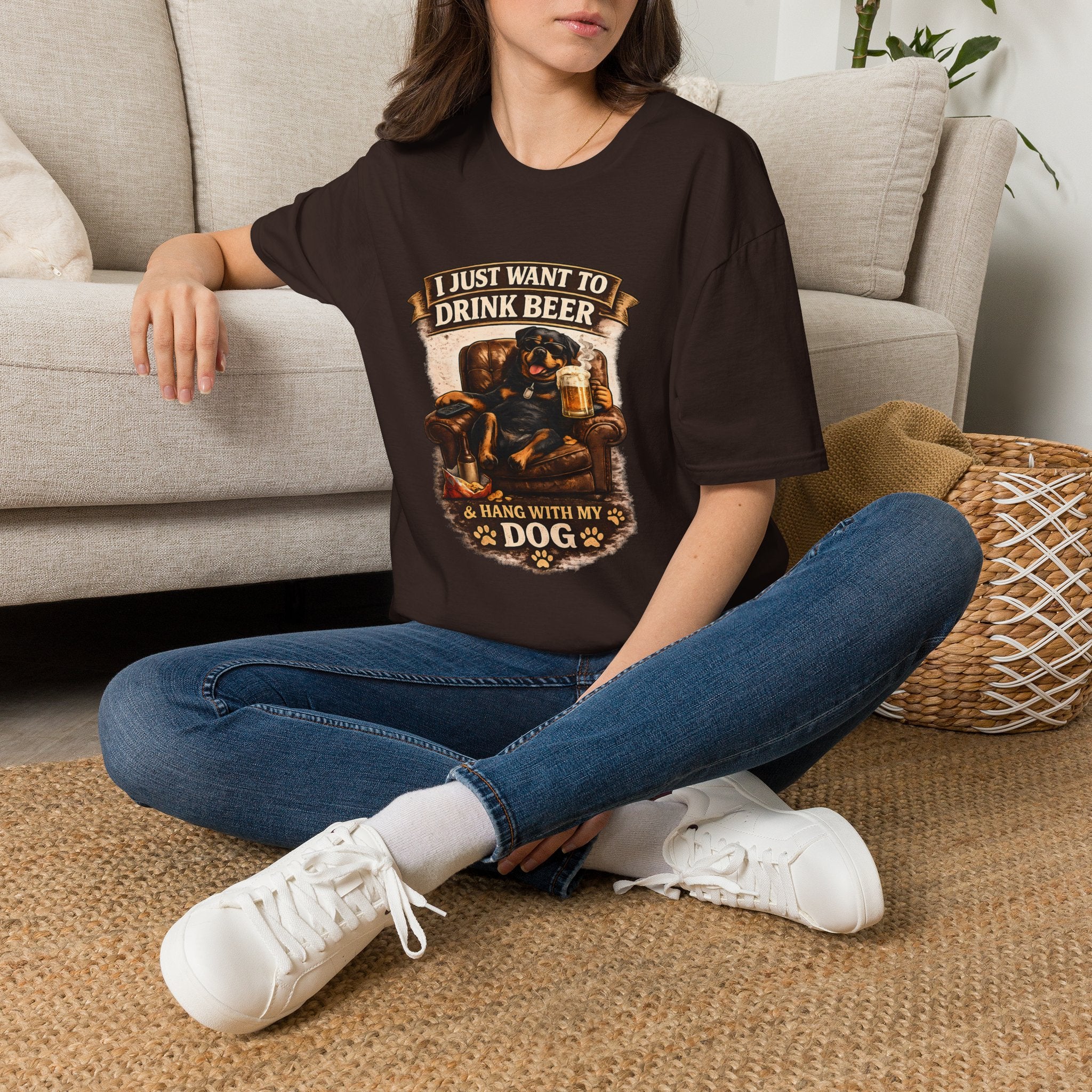 Beer & Dog T-Shirt — "I Just Want to Drink Beer & Hang With My Dog" Graphic Tee