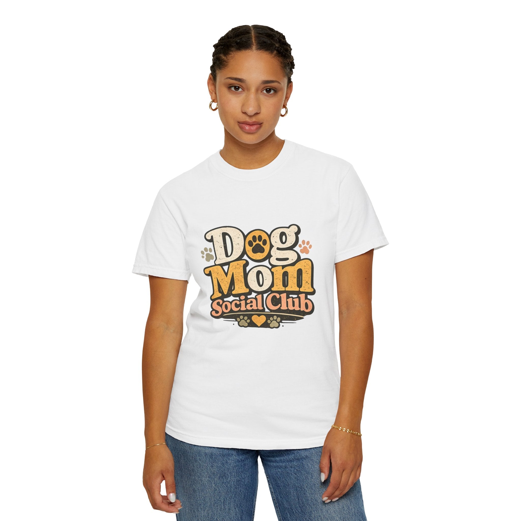 Dog Mom Social Club T-Shirt — Cute Paw Print Graphic Tee for Dog Lovers Printify