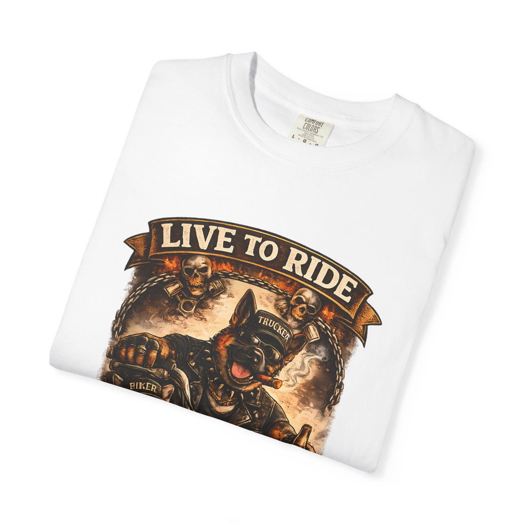 Live to Ride Biker Crew T-Shirt - Motorcycle Club Graphic Tee