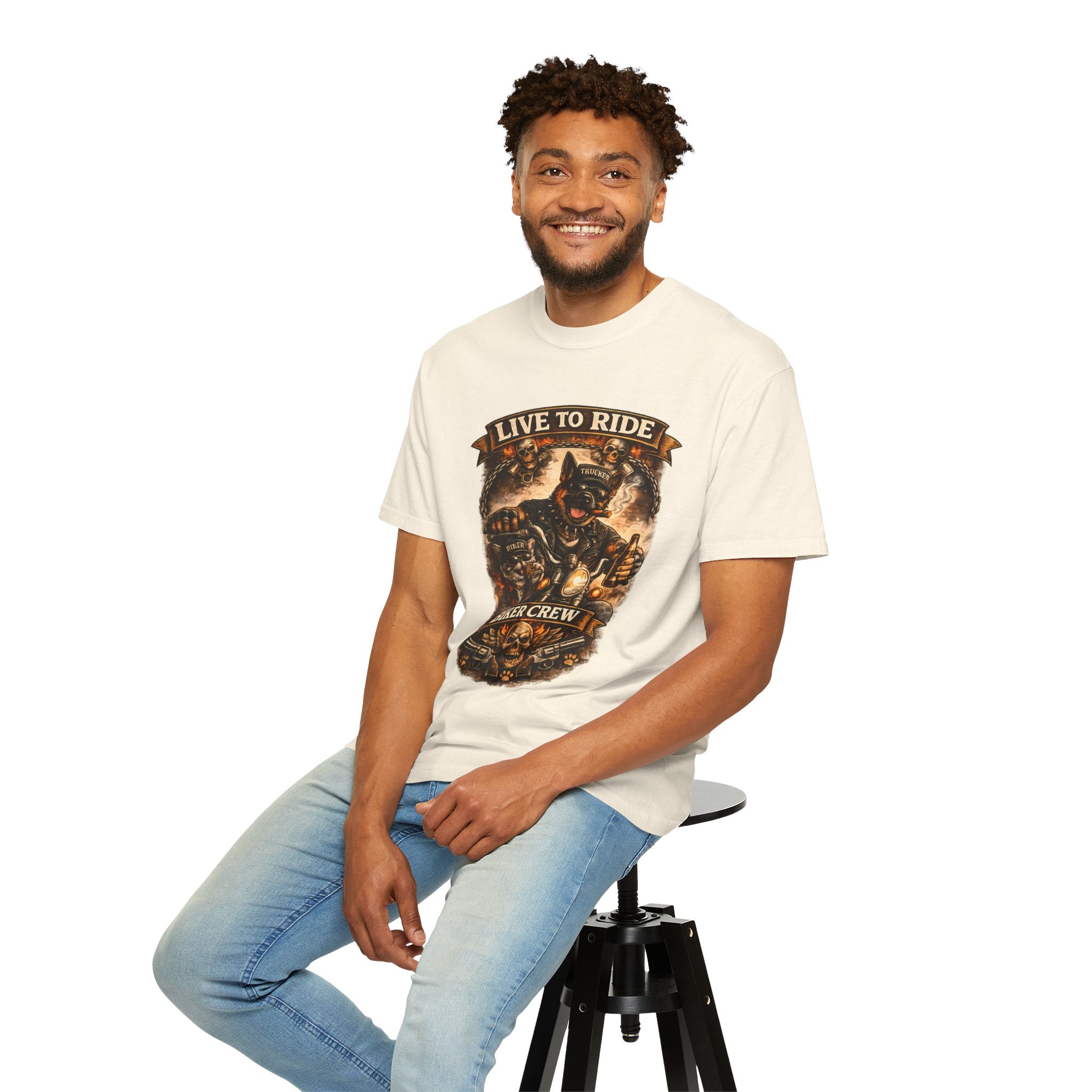 Live to Ride Biker Crew T-Shirt - Motorcycle Club Graphic Tee
