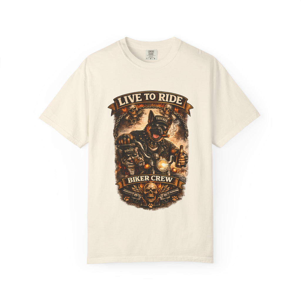 Live to Ride Biker Crew T-Shirt - Motorcycle Club Graphic Tee