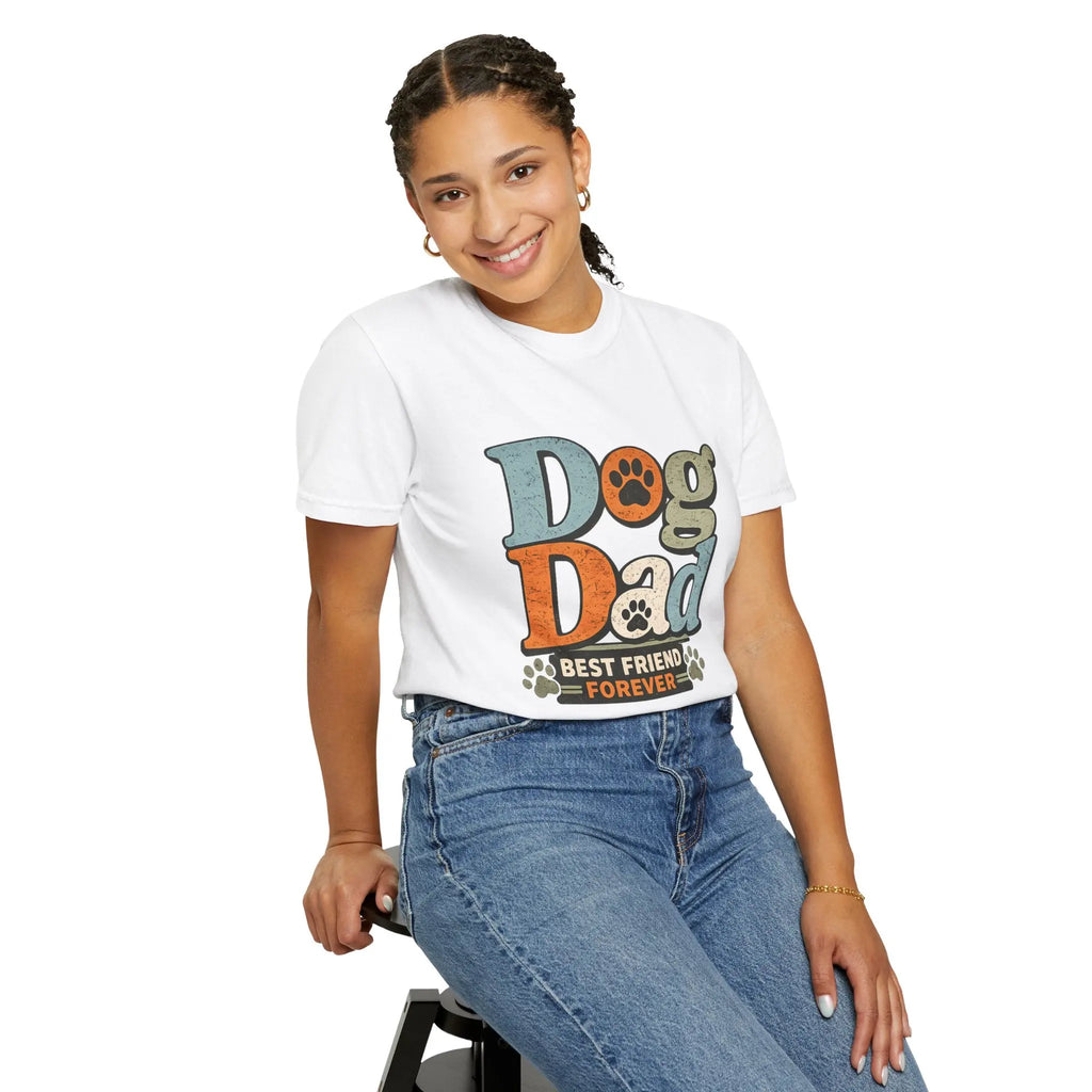 Dog Dad T-Shirt — "Best Friend Forever" Vintage Paw Print Tee Printify