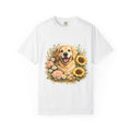 Golden Retriever Sunflower T-Shirt — Happy Dog Floral Tee Printify