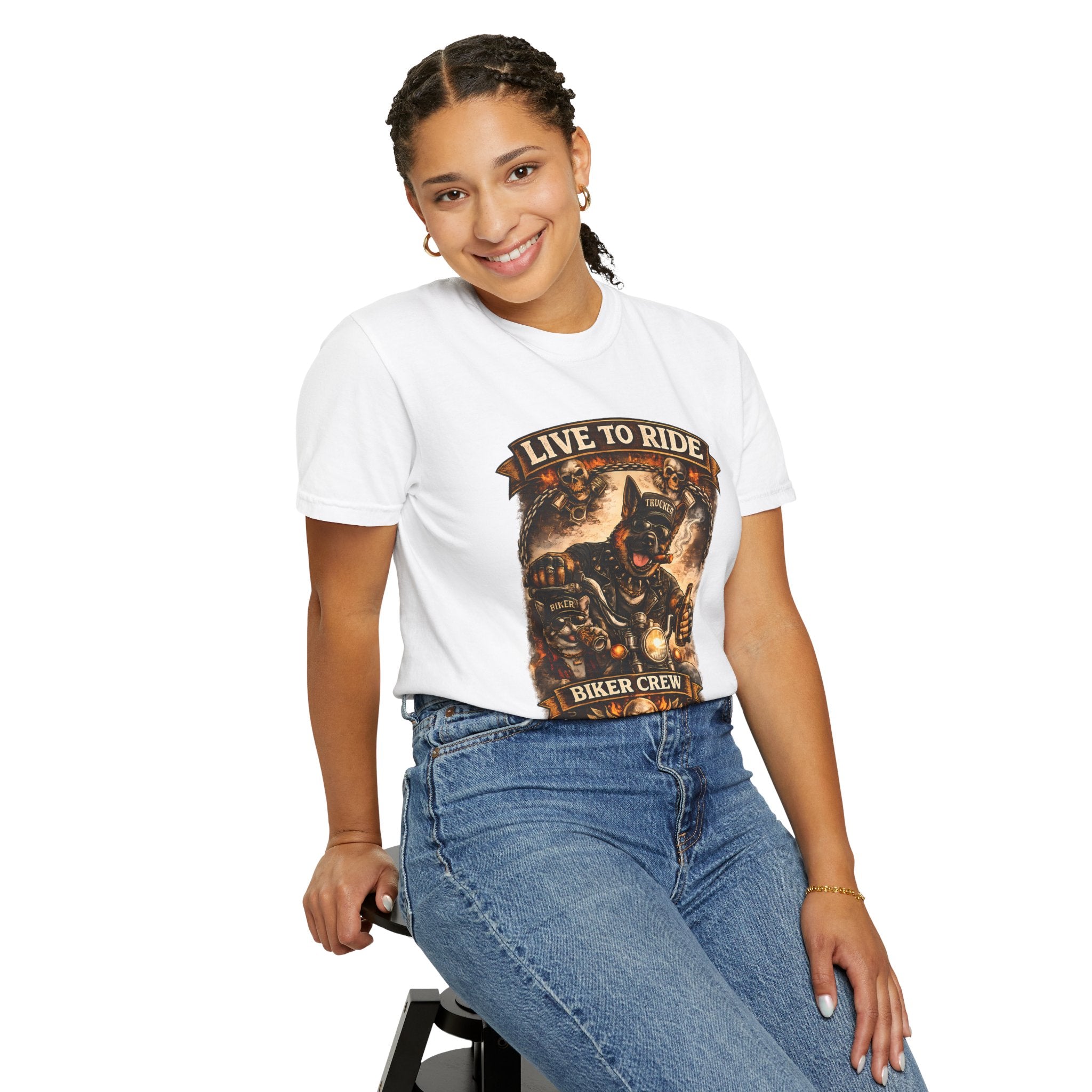 Live to Ride Biker Crew T-Shirt - Motorcycle Club Graphic Tee