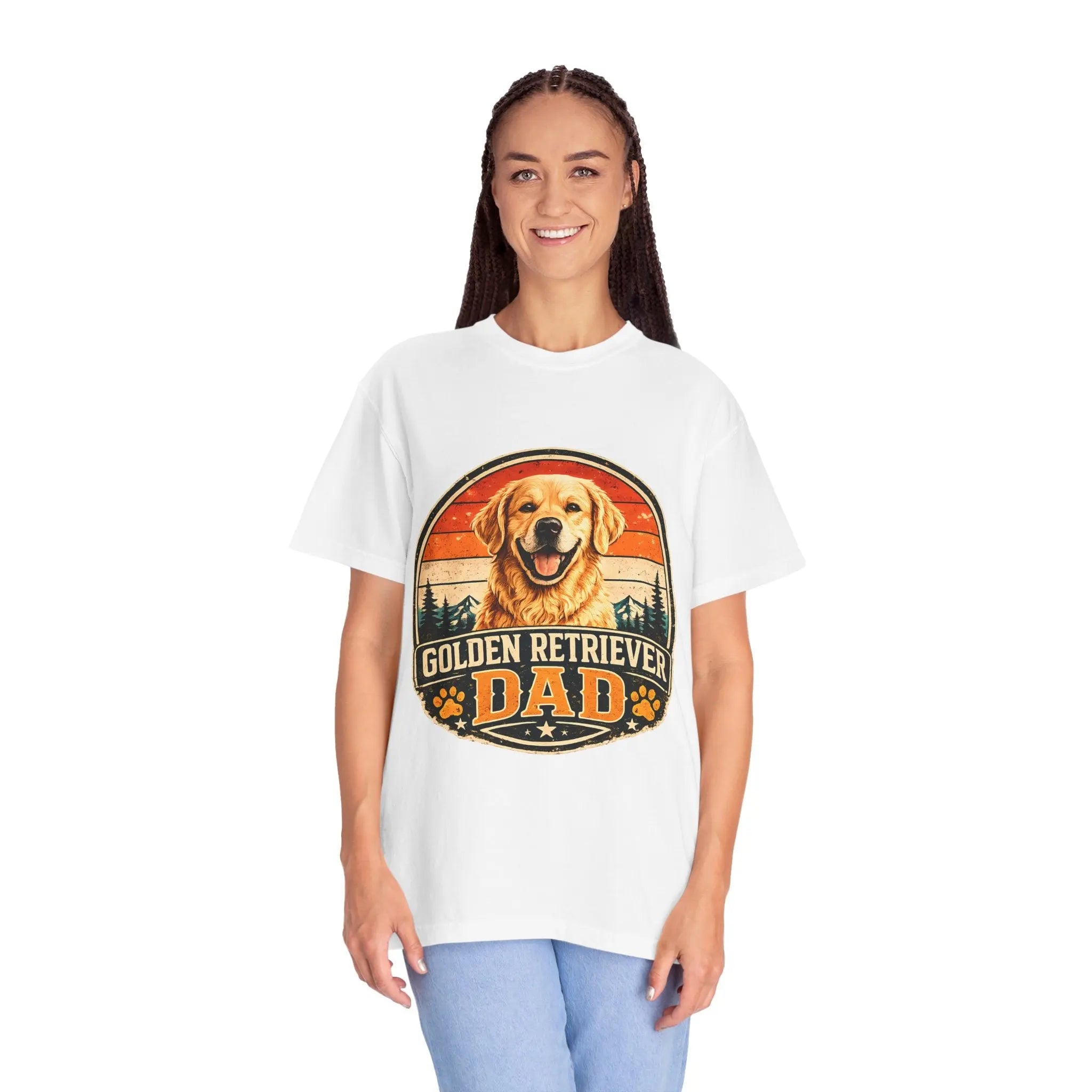 Golden Retriever Dad T-Shirt — Vintage Paw Print Dog Dad Tee