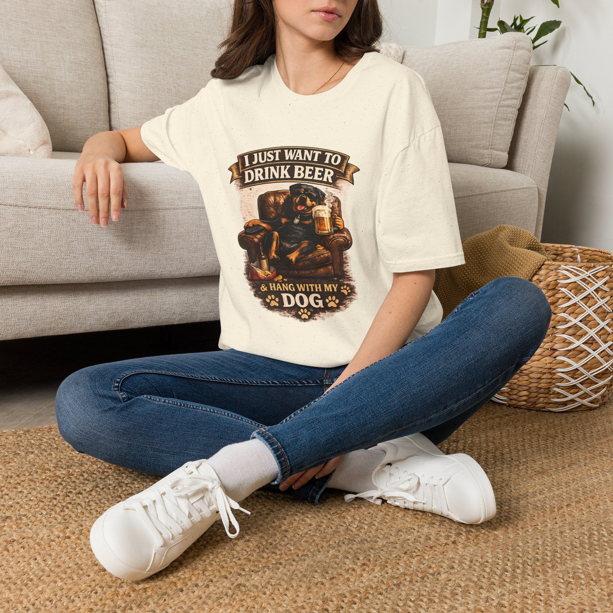 Beer & Dog T-Shirt — "I Just Want to Drink Beer & Hang With My Dog" Graphic Tee