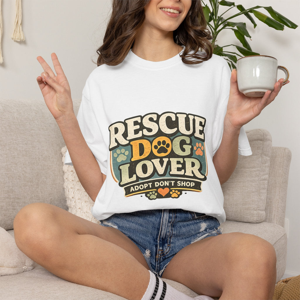 Rescue Dog Lover T-Shirt — "Adopt Don't Shop" Paw Print Tee Printify