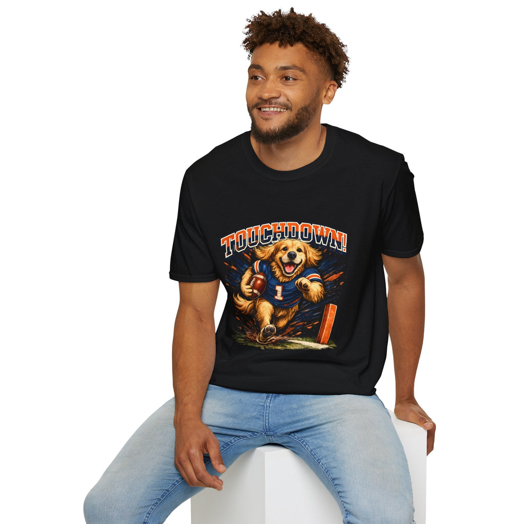 Touchdown! Golden Retriever Football T-Shirt Printify