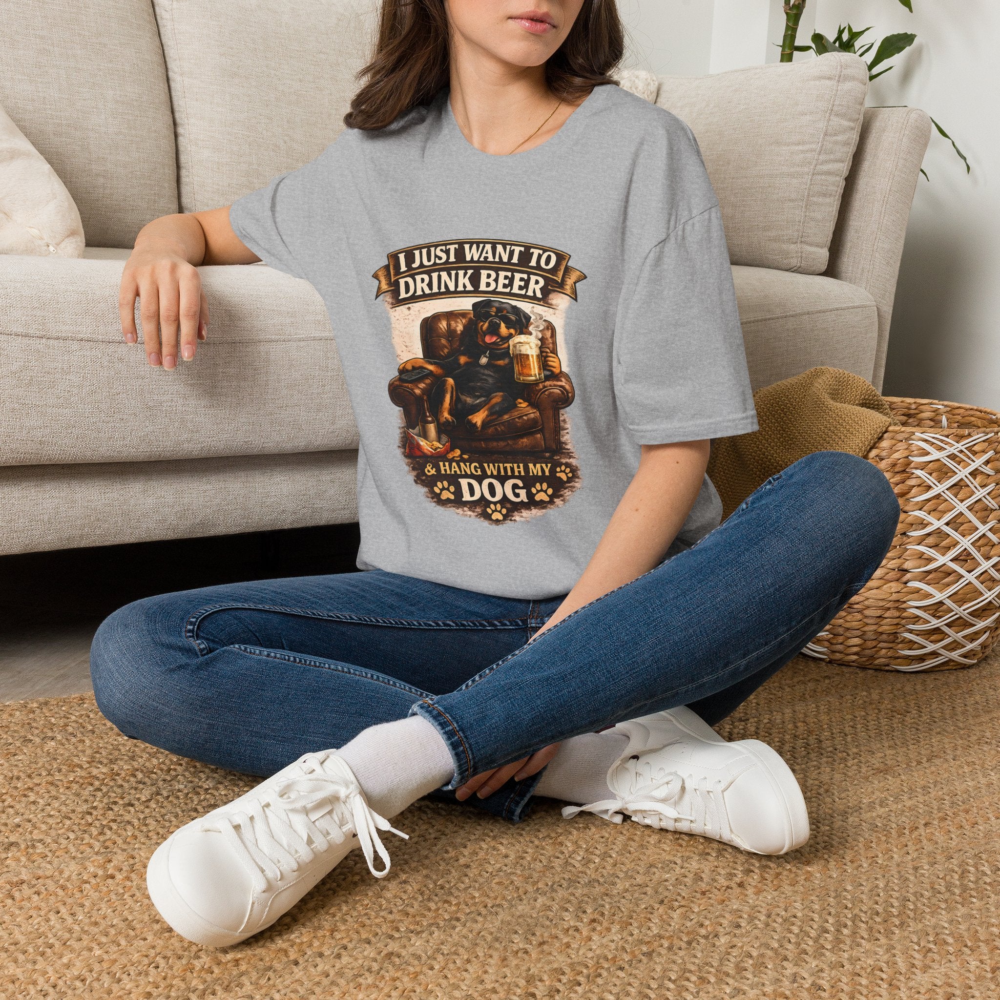Beer & Dog T-Shirt — "I Just Want to Drink Beer & Hang With My Dog" Graphic Tee