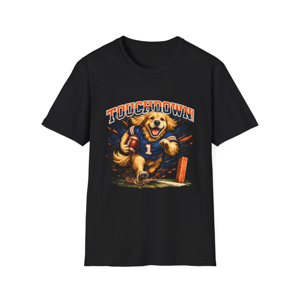 Touchdown! Golden Retriever Football T-Shirt Printify