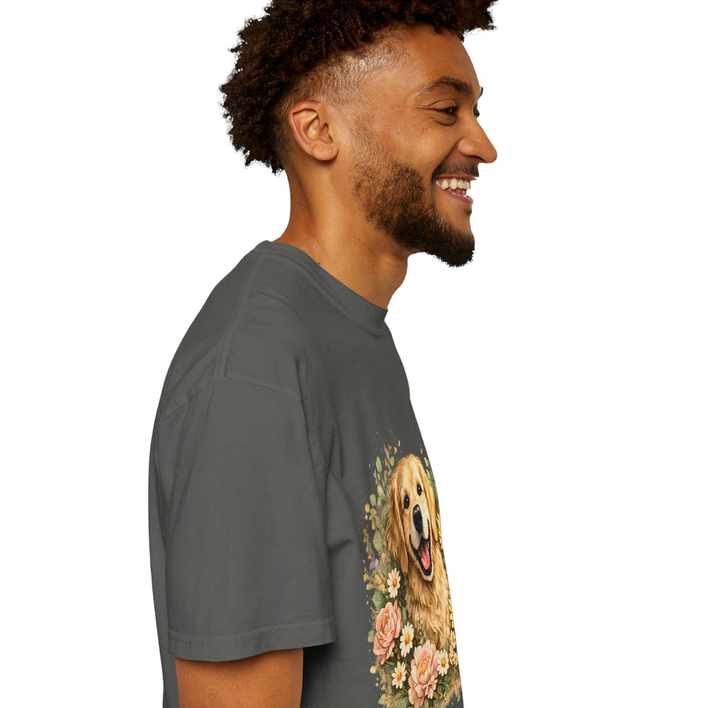 Golden Retriever Sunflower T-Shirt — Happy Dog Floral Tee Printify