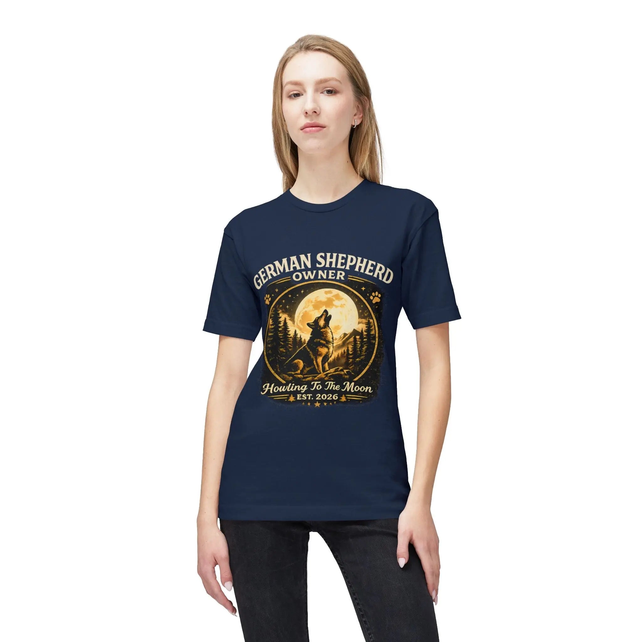Howling to the Moon German Shepherd T-Shirt — Dog Owner Gift Printify