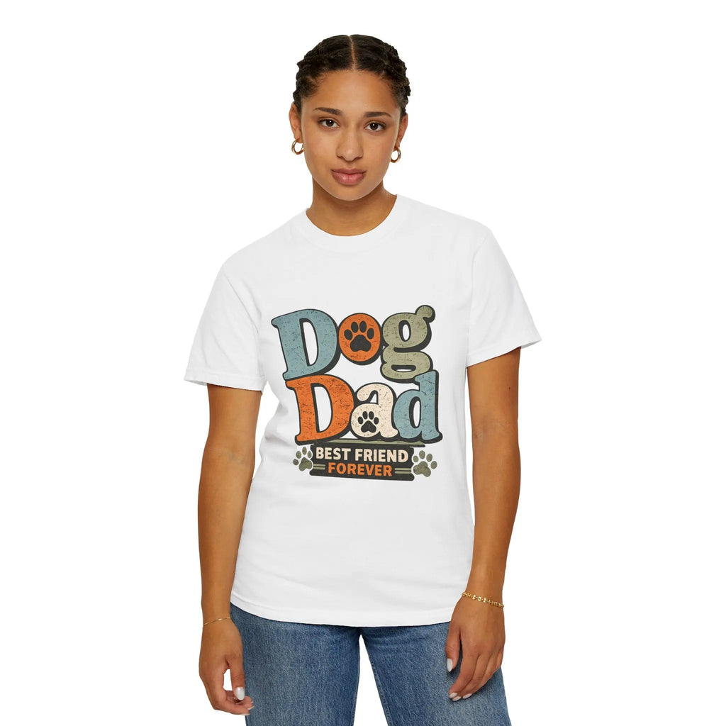 Dog Dad T-Shirt — "Best Friend Forever" Vintage Paw Print Tee Printify